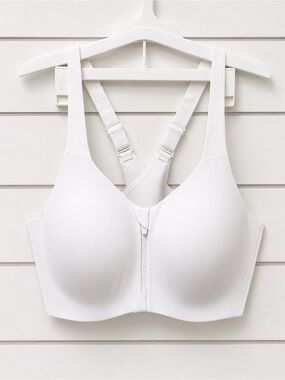 Knix White Front Zip Wireless Bra Size 5 Adjustable Straps NWOT